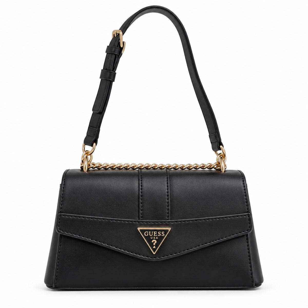 GUESS Triangle Logo Flap Crossbody Bag -  BLK