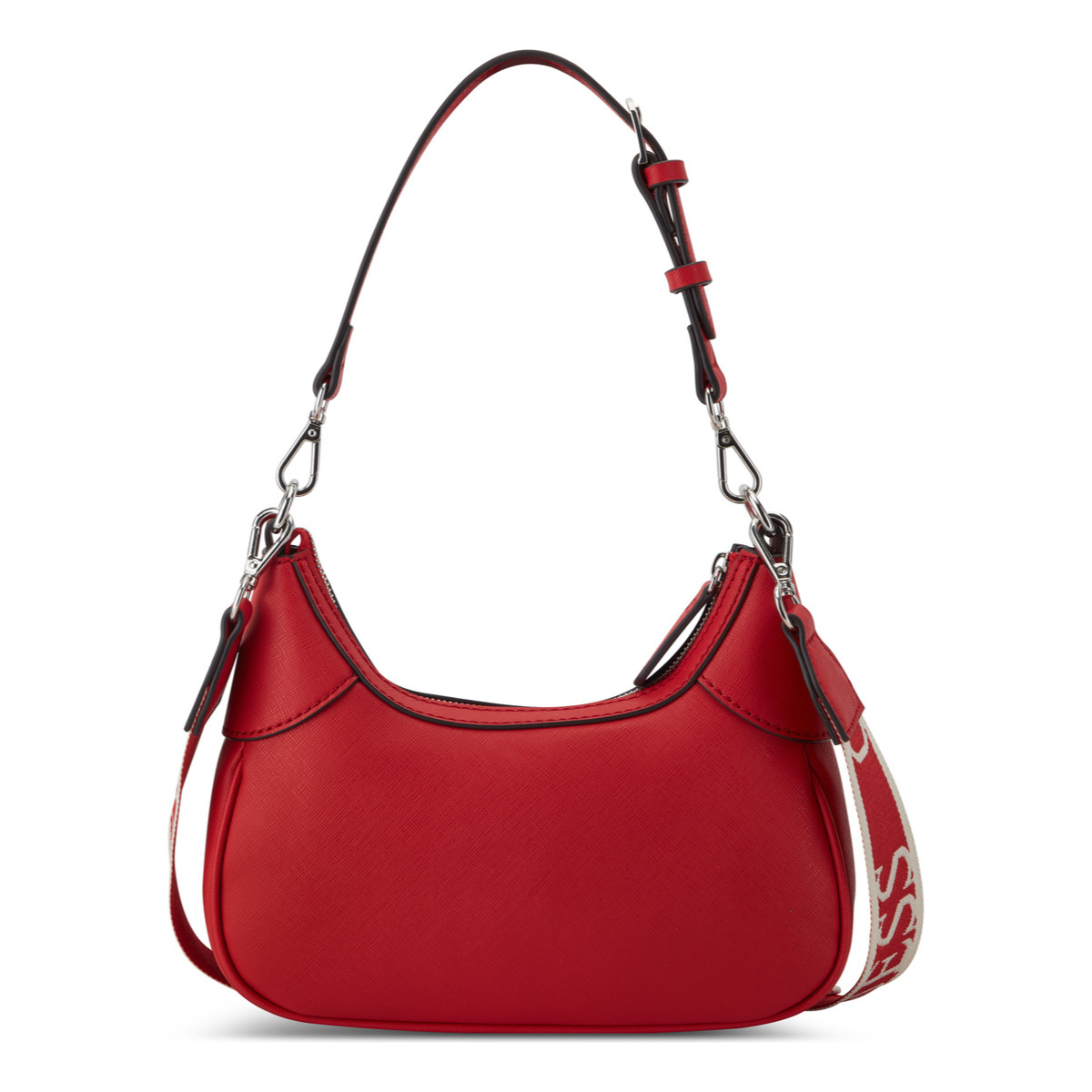 GUESS Berkton Monogram Print Shoulder Bag with Zip Closure - RED - Red