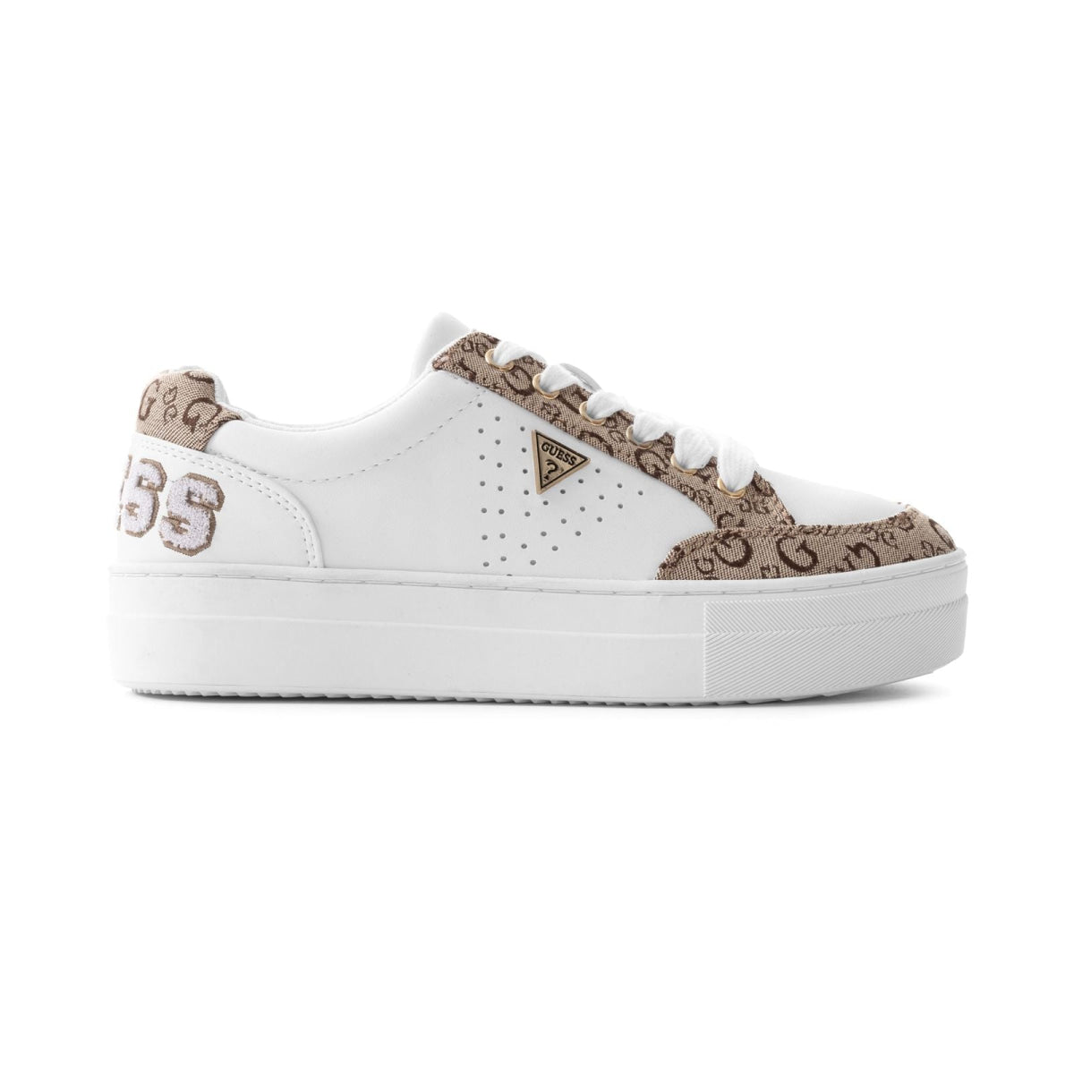 GUESS Beverly Logo Trainers - WHTBEG - White/Beige / 37