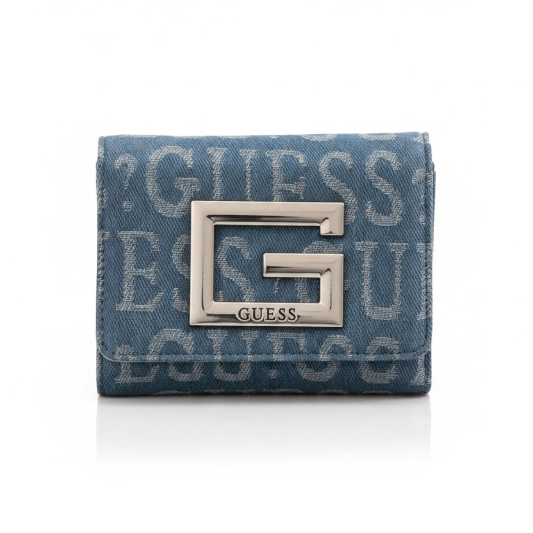 Guess Brightside Denim Zip-Around Wallet - Denim