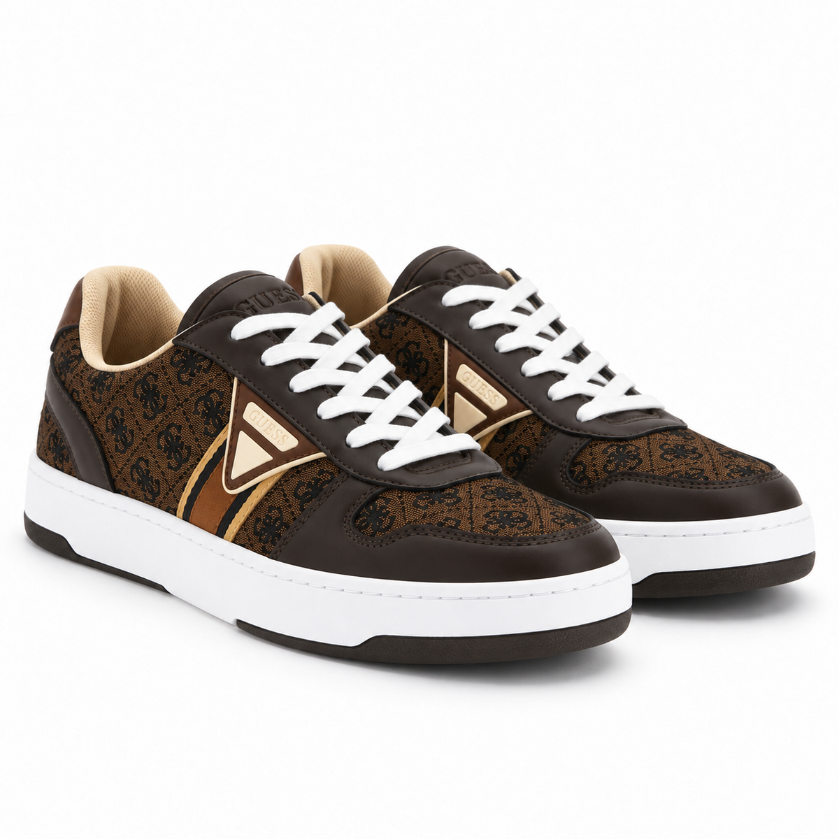 GUESS Vincent Logo Sneakers Men - BRNWHT