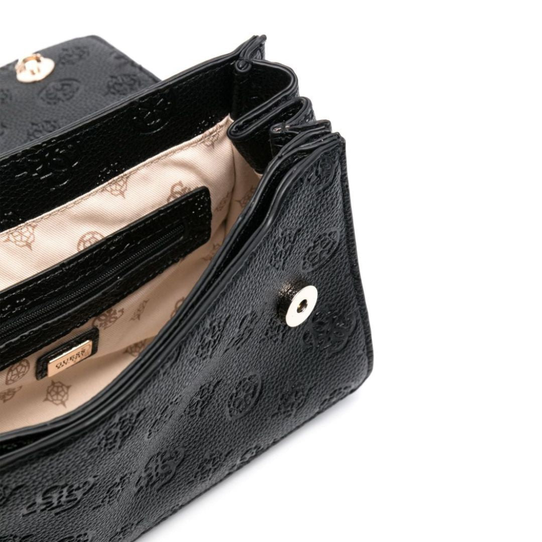 GUESS Cresidia 4G Peony Logo Crossbody Bag BLK Black