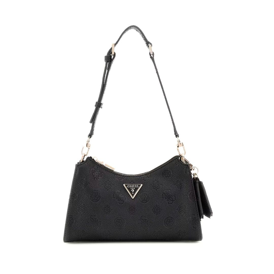 GUESS Cresidia 4G Peony Logo Shoulder Bag - BLK - Black