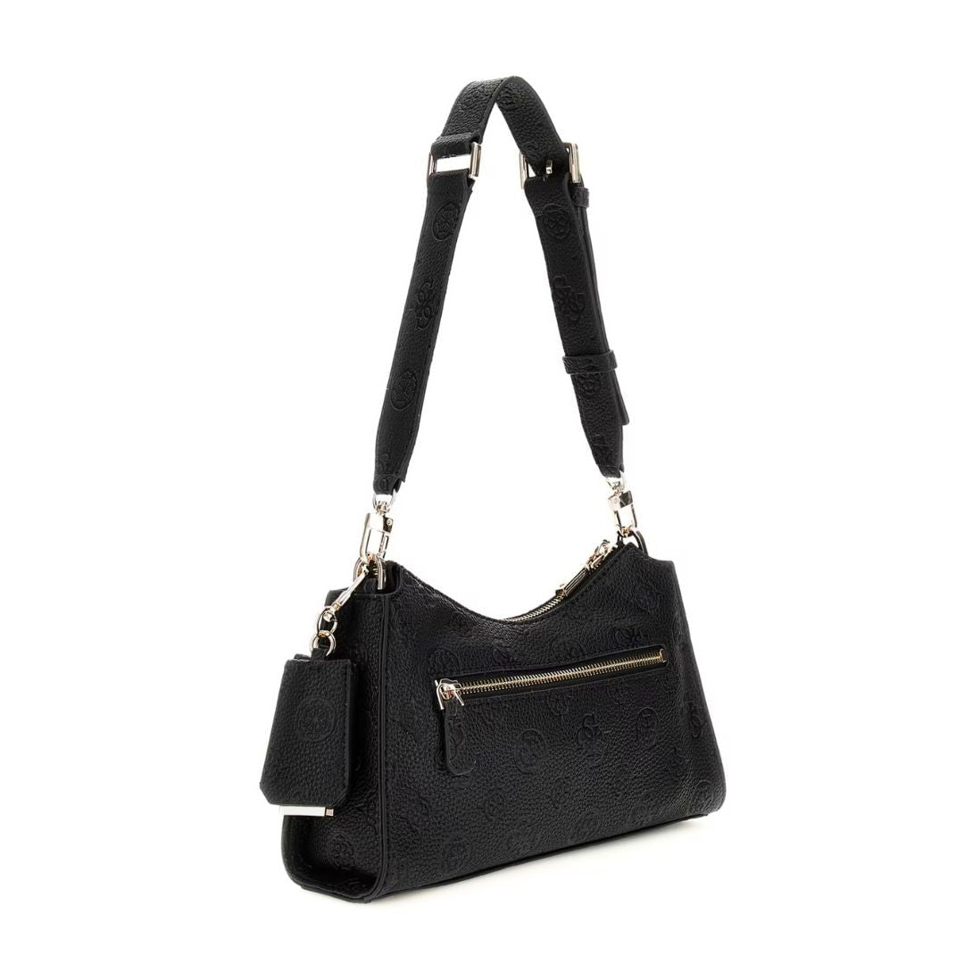 GUESS Cresidia 4G Peony Logo Shoulder Bag - BLK - Black