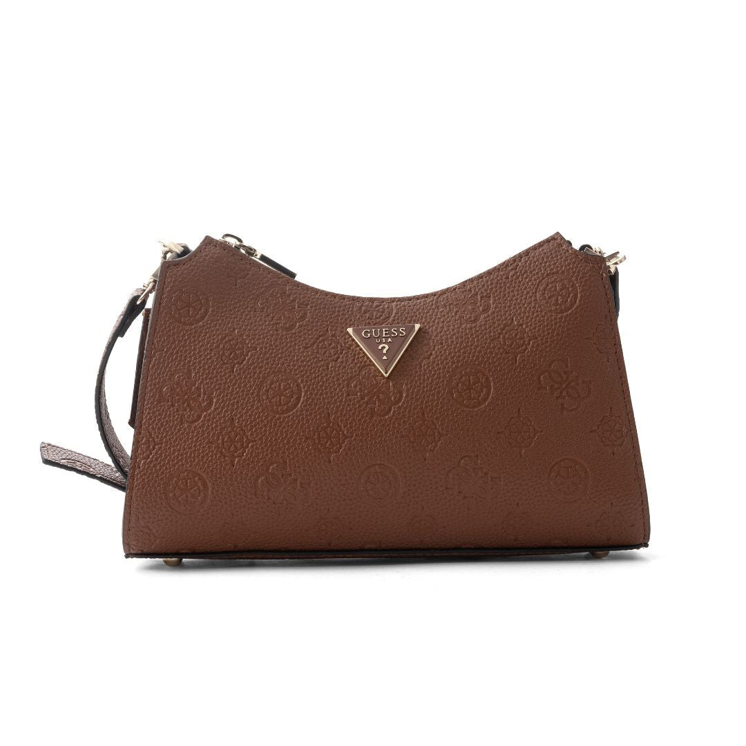 GUESS Cresidia 4G Peony Logo Shoulder Bag - BRN - Brown