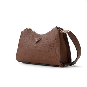 GUESS Cresidia 4G Peony Logo Shoulder Bag - BRN - Brown