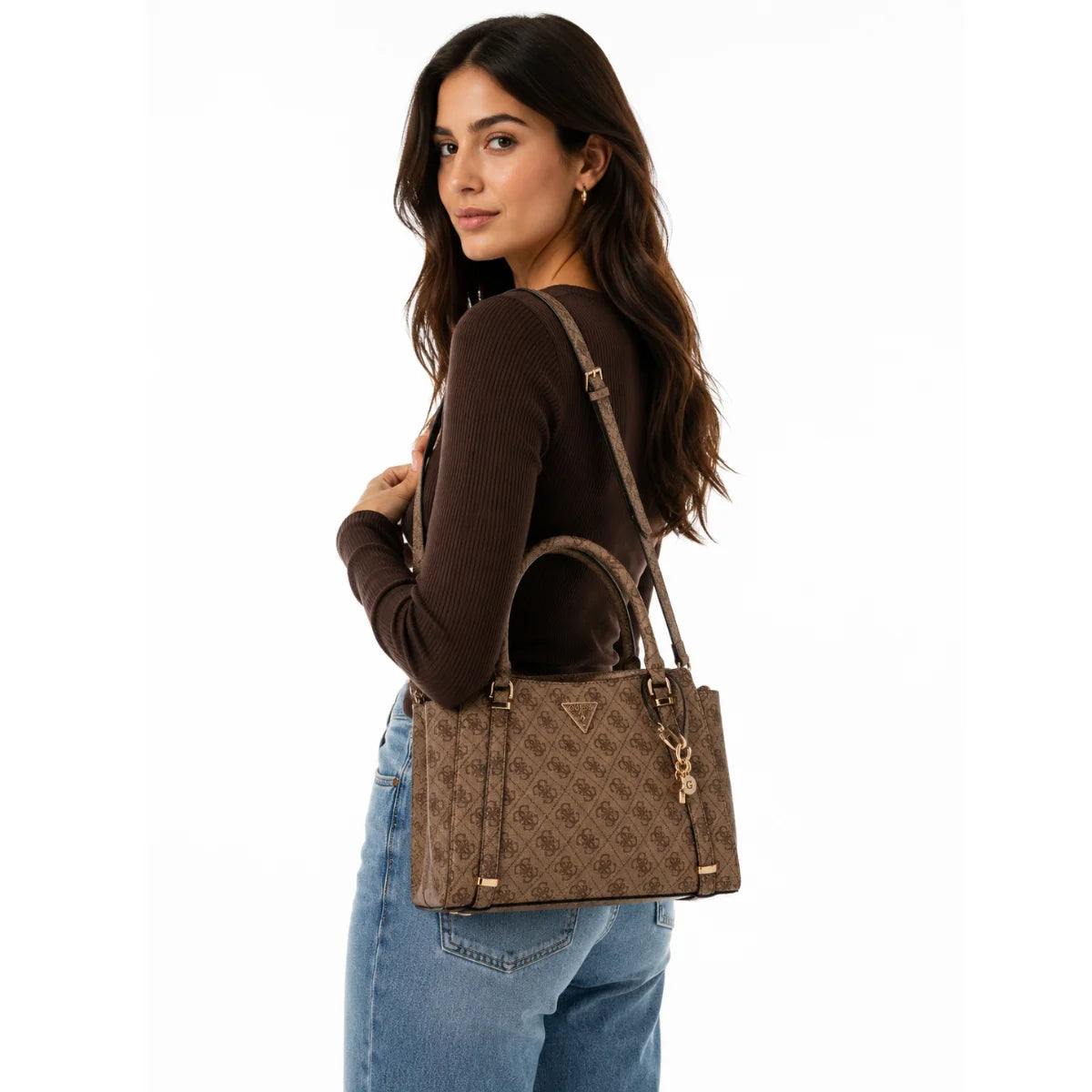 GUESS DARYNA2 SATCHEL Handbag Women - BEG - Beige