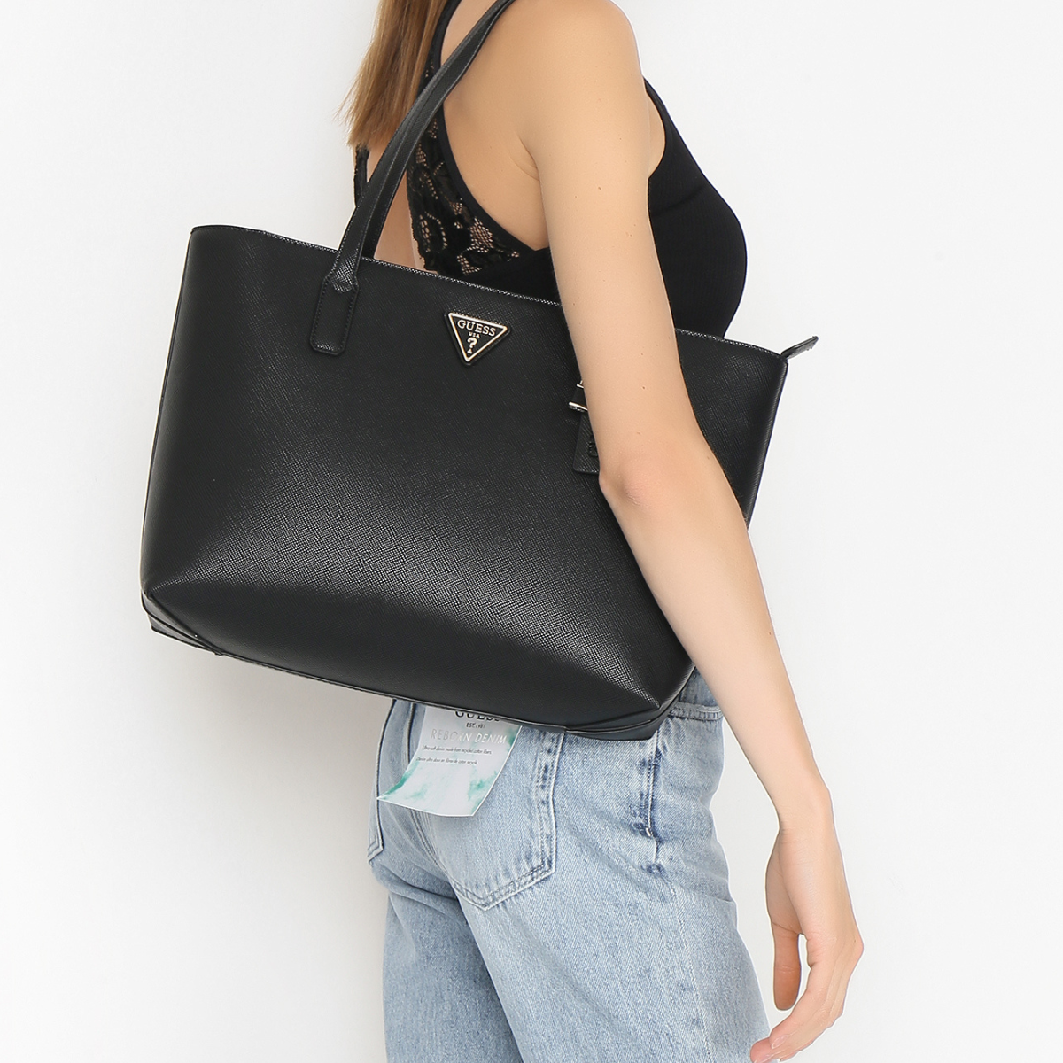 Guess Delphine Power play tech tote Shoulder Bag Women - BLK - Black