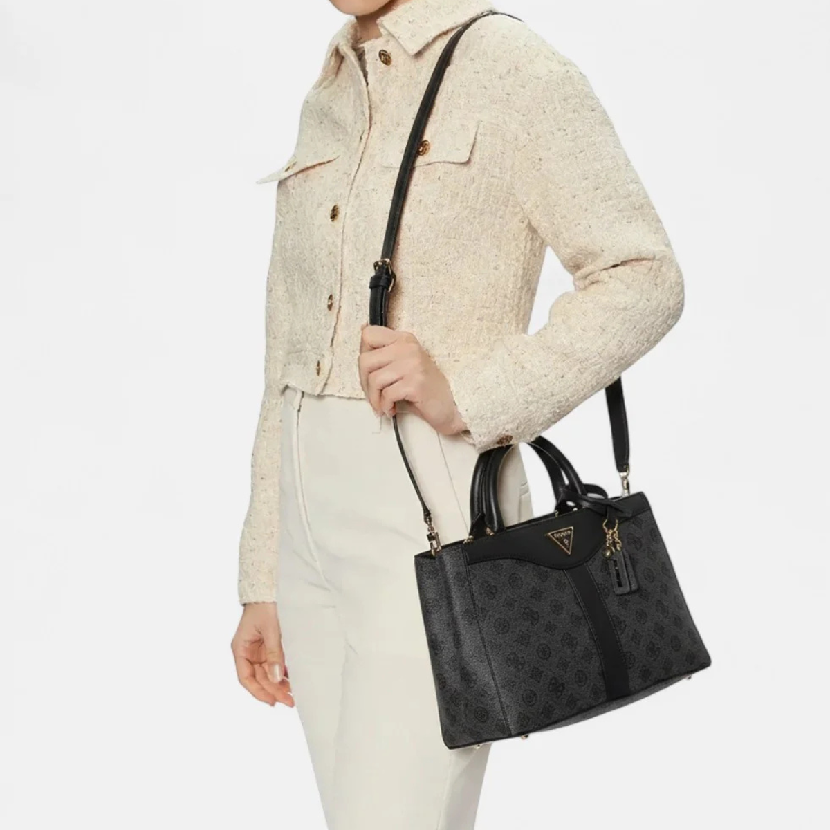 GUESS GUESS Dorys Satchel Logo Handbag Women - COL - Coal