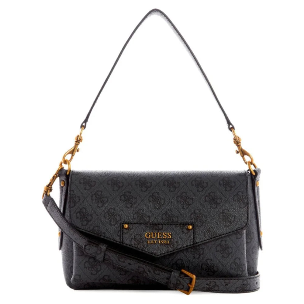 GUESS Eco Brenton Flap Shoulder Bag - COL - Coal