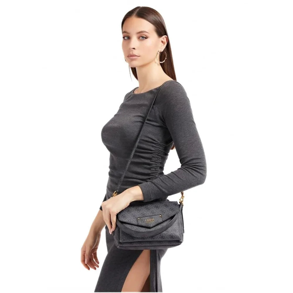 GUESS Eco Brenton Flap Shoulder Bag - COL - Coal