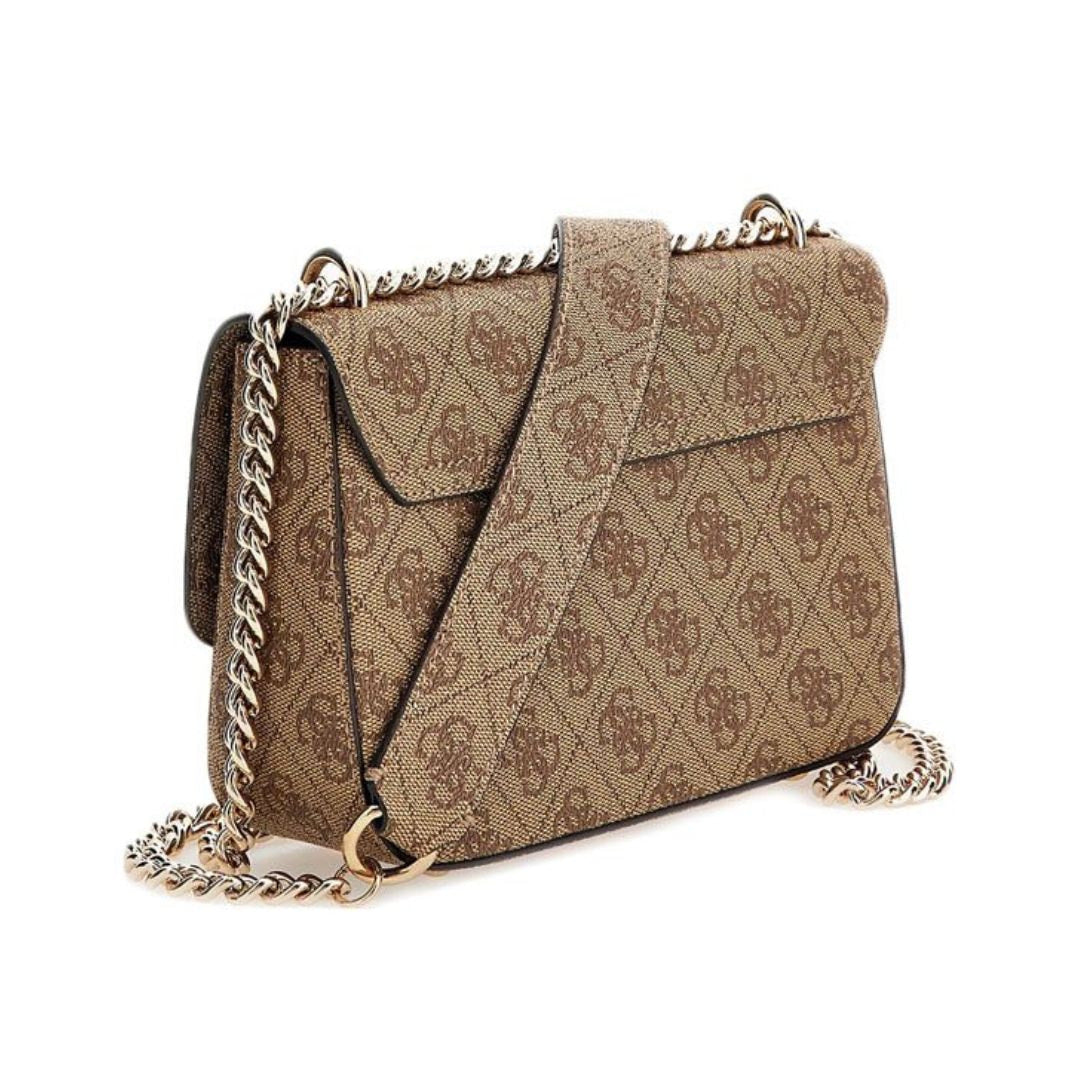 GUESS Eco Elements 4G Logo Mini Crossbody Flap Bag - BEG - Beige