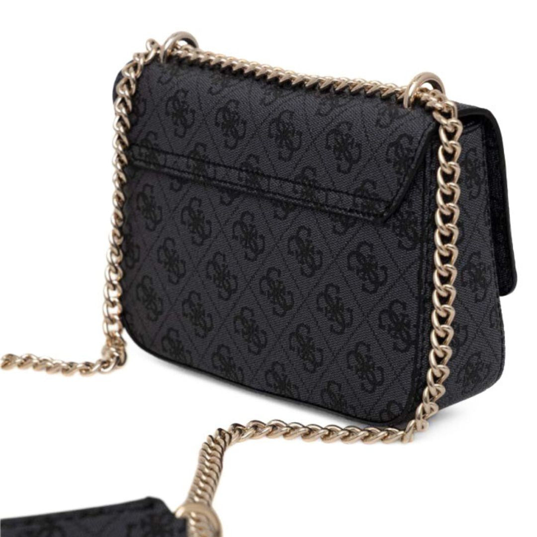 GUESS Eco Elements 4G Logo Mini Crossbody Flap Bag - COL - Coal