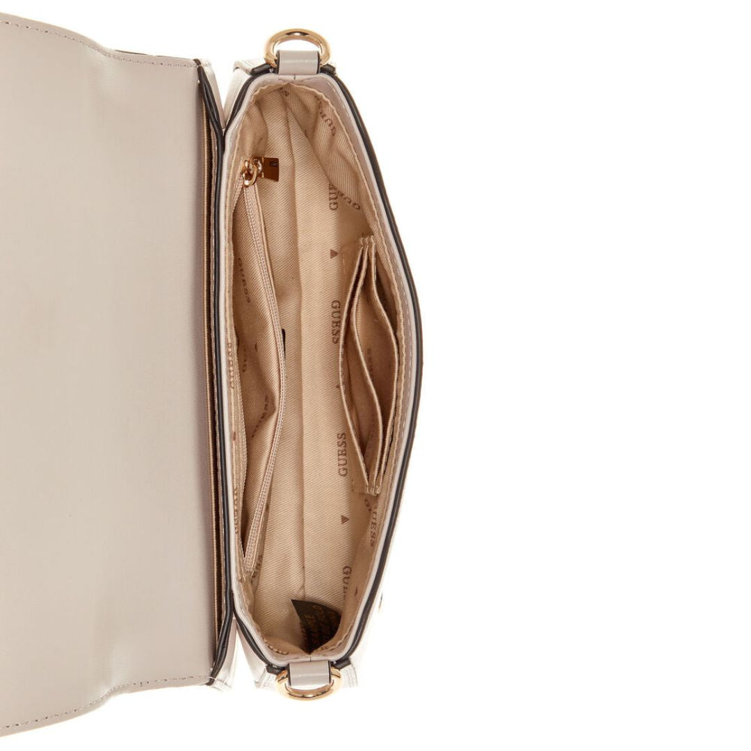 GUESS Eco Mietta Flap Shoulder Bag - BEG - Beige