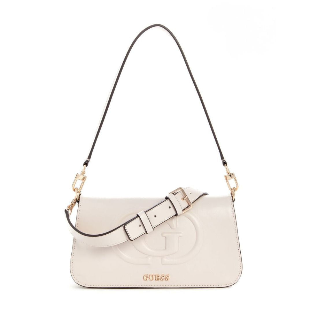 GUESS Eco Mietta Flap Shoulder Bag - BEG - Beige
