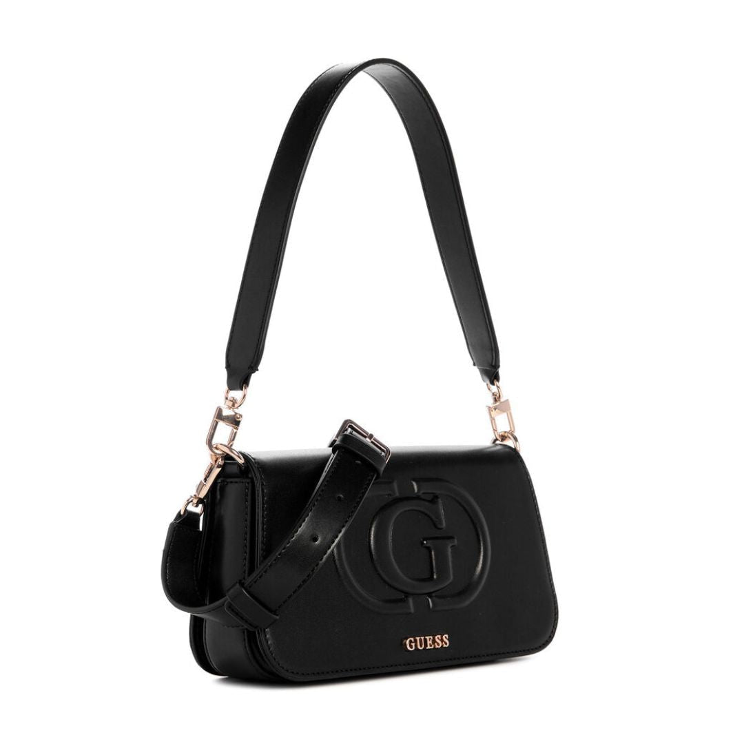 GUESS Eco Mietta Flap Shoulder Bag - BLK - Black