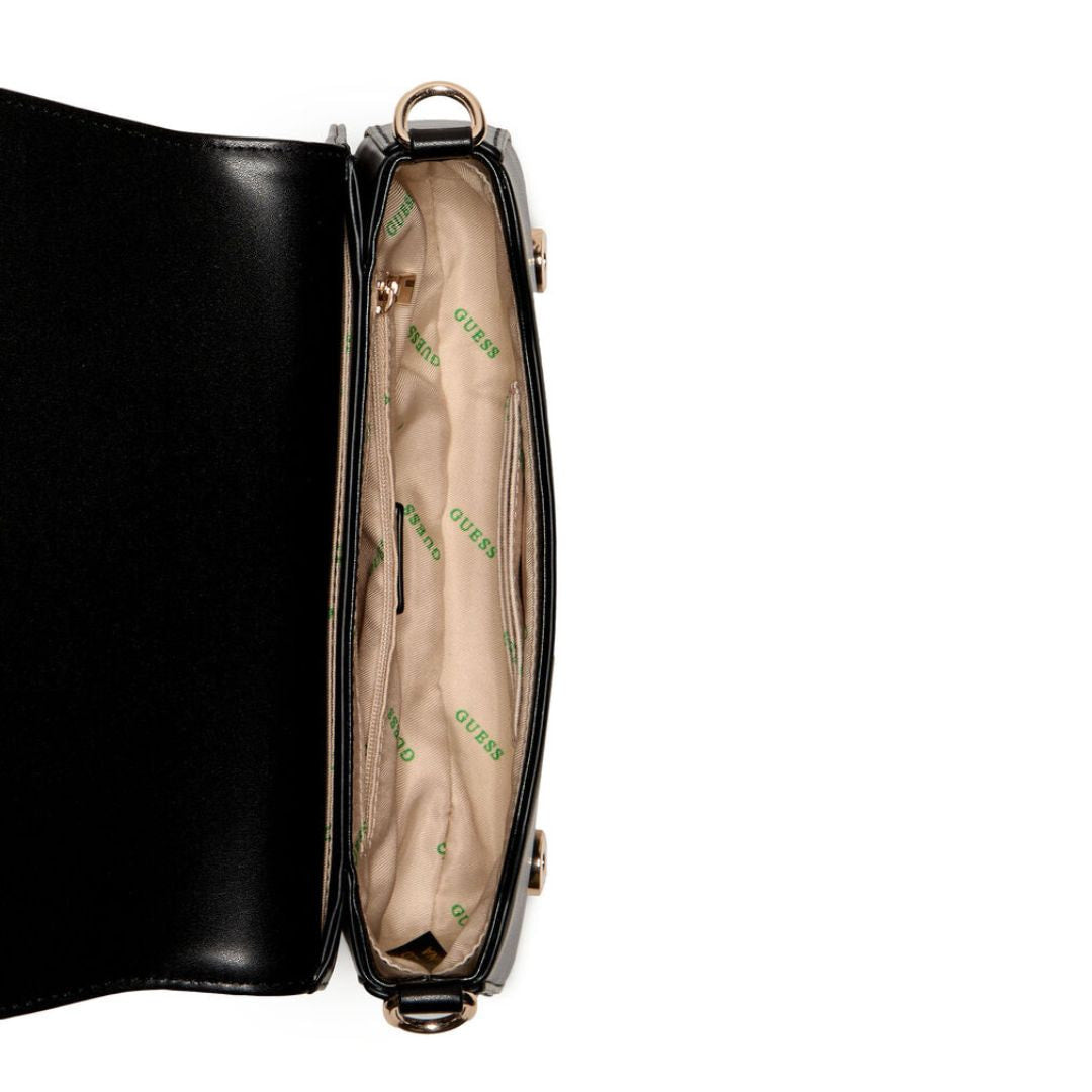 GUESS Eco Mietta Flap Shoulder Bag - BLK - Black