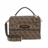 GUESS Emera Logo Top Handle Flap Bag - BEG - Beige