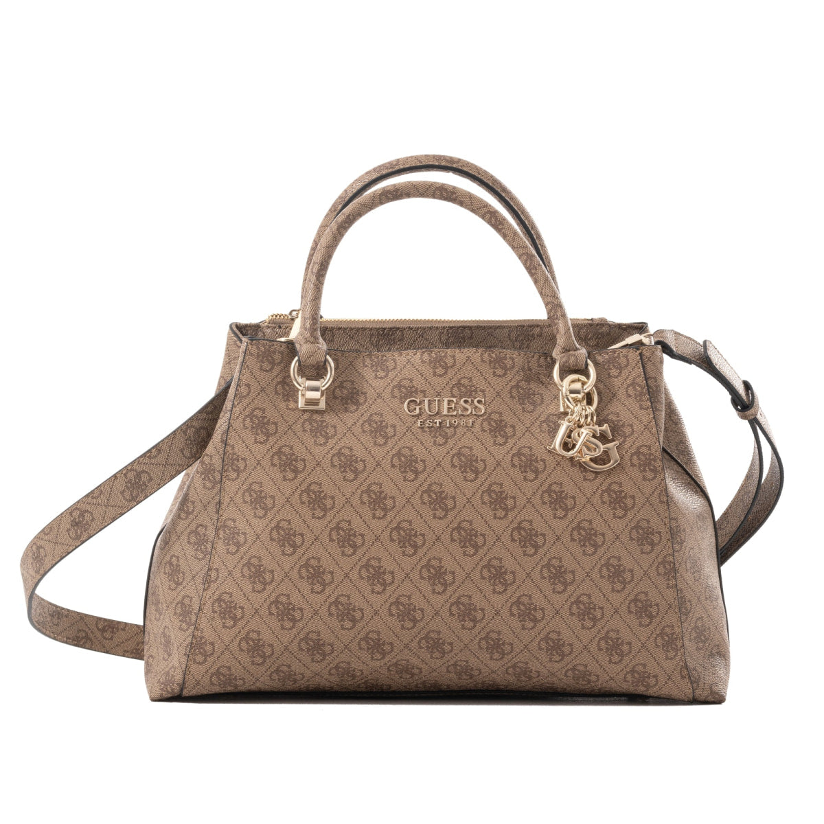 GUESS Evelune Girlfriend Satchel Bag - BEG - Beige