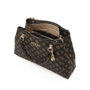 GUESS Evelune Girlfriend Satchel Bag - BRN - Brown