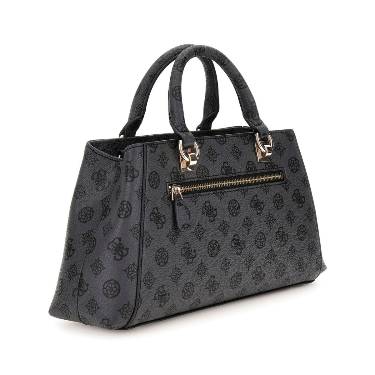 GUESS Evelune Girlfriend Satchel Bag - GRY - Black