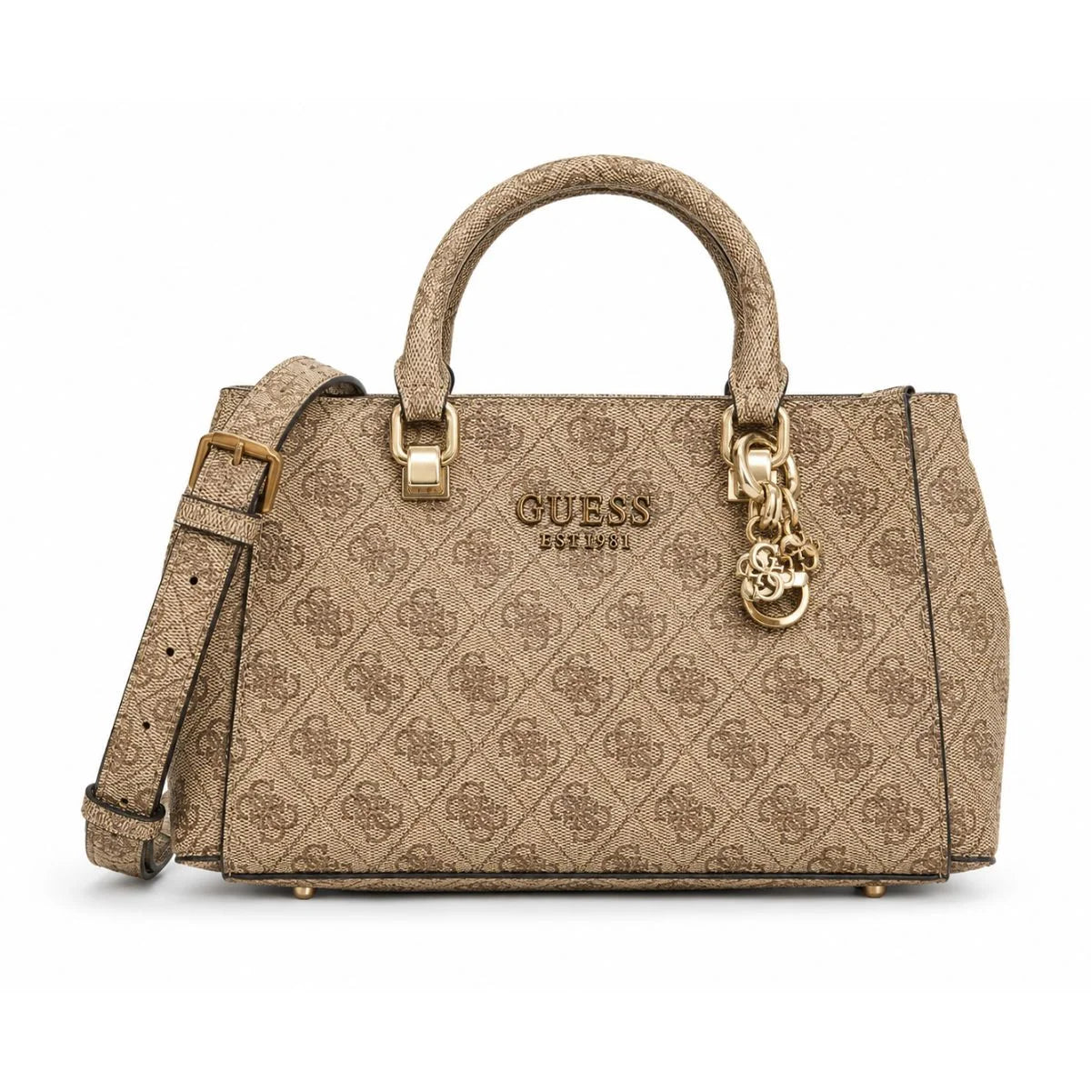 GUESS Evelune Girlfriend Satchel Bag (S) Women - BEG - Beige
