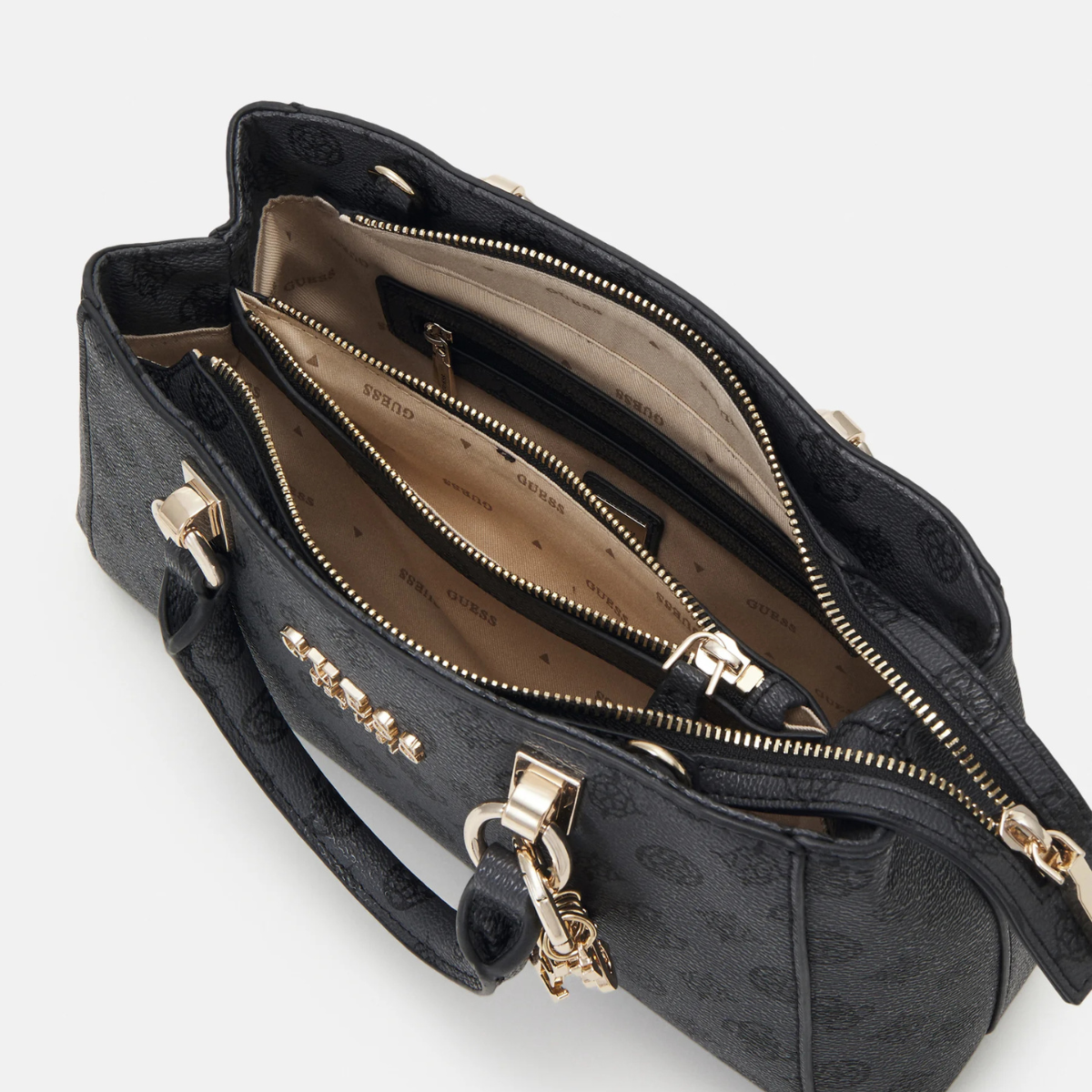 GUESS Evelune Girlfriend Satchel Bag Size Small - GRY - Gray