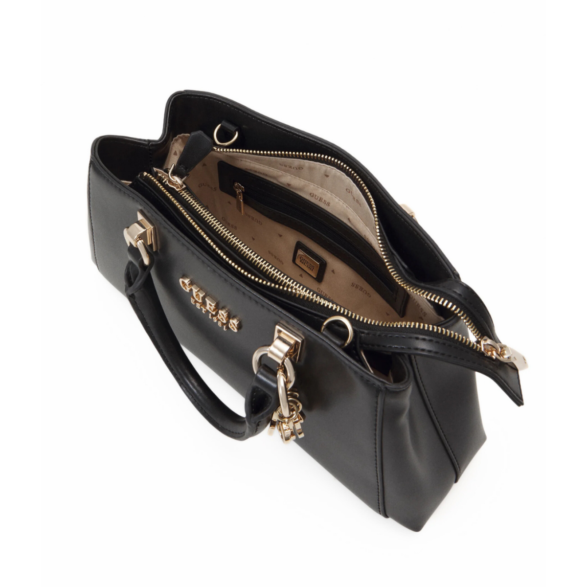 GUESS Evelune Girlfriend Satchel Handbag - BLK - Black