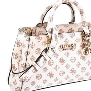 GUESS Evelune Girlfriend Satchel Handbag - WHTBRN - White/Brown