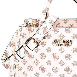 GUESS Evelune Girlfriend Satchel Handbag - WHTBRN - White/Brown