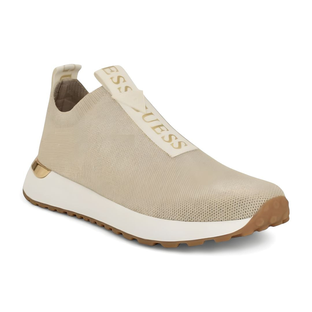 GUESS Flavia Knit Slip-On Sneakers Women - BEG - Beige/ Gold / 35