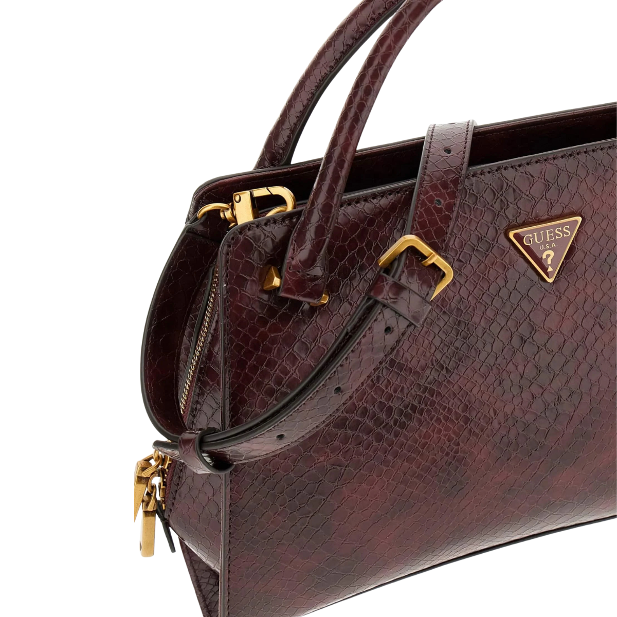 GUESS GEORGINA PYTHON-OPTIK - Handbag -BUR - Burgundy