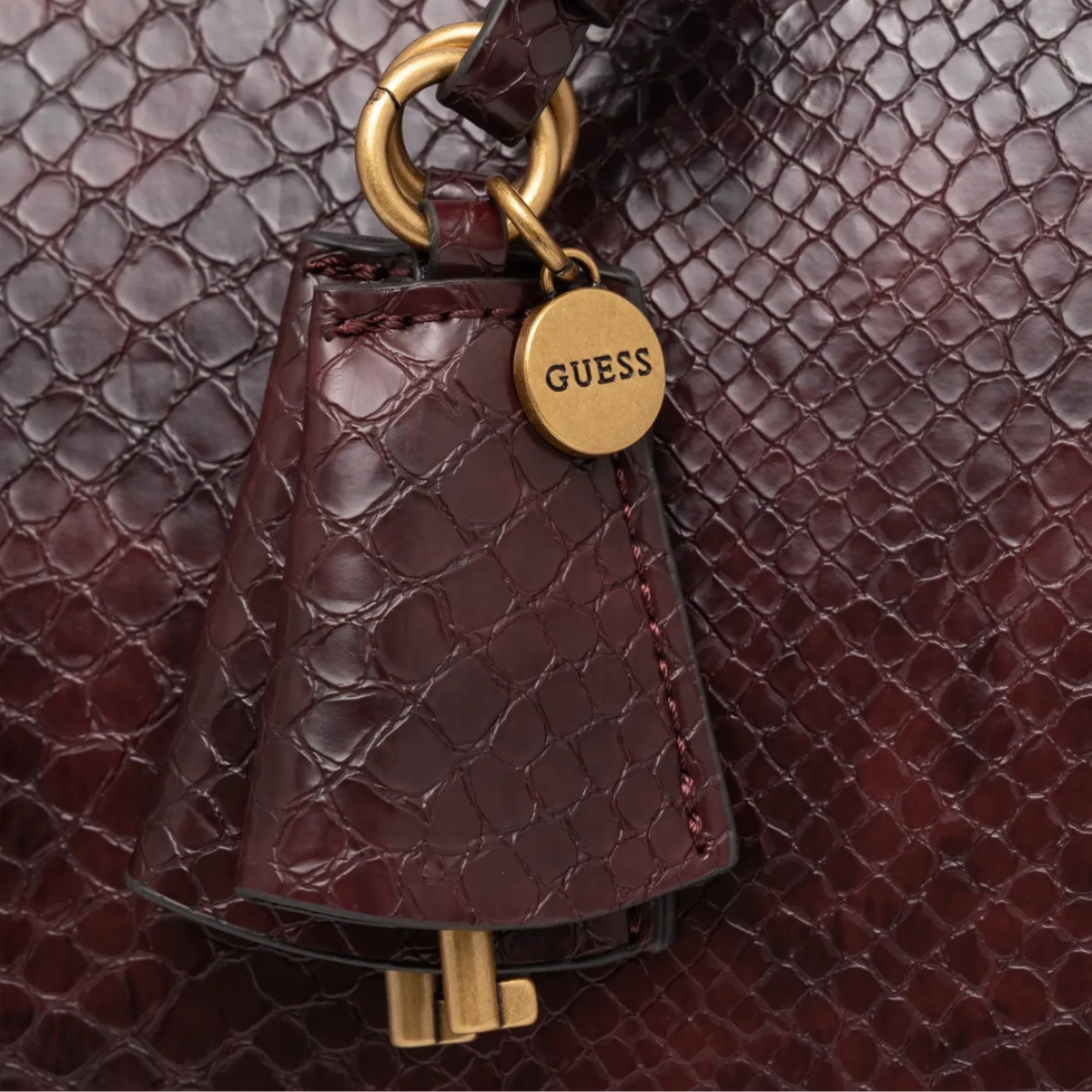 GUESS GEORGINA PYTHON-OPTIK - Handbag -BUR - Burgundy