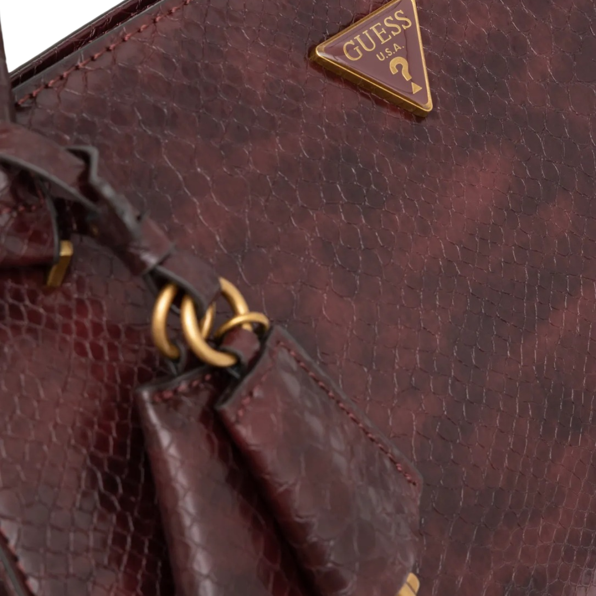 GUESS GEORGINA PYTHON-OPTIK - Handbag -BUR - Burgundy