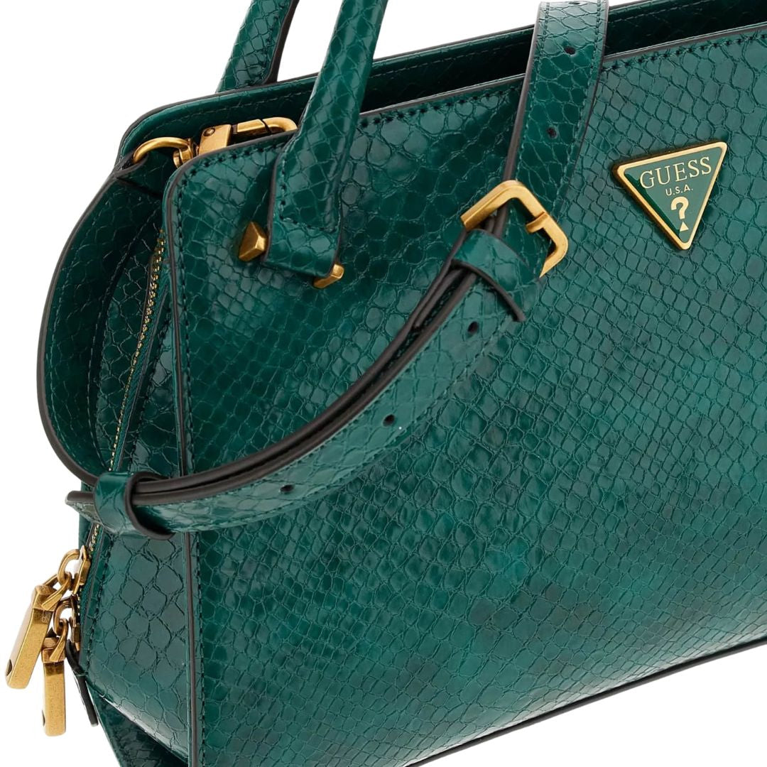 GUESS Georgina Python-Optik Handbag - GRN - Green