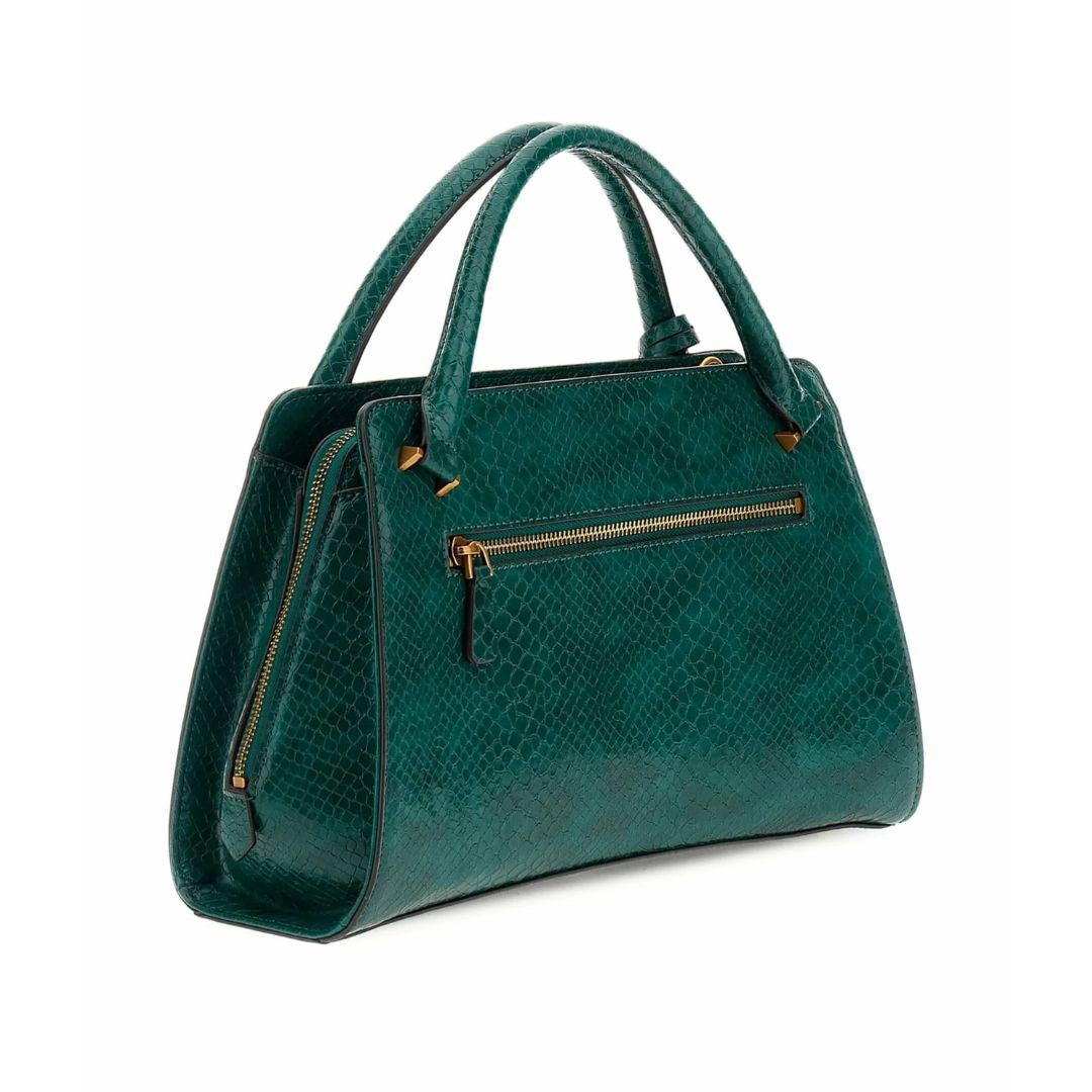 GUESS Georgina Python-Optik Handbag - GRN - Green