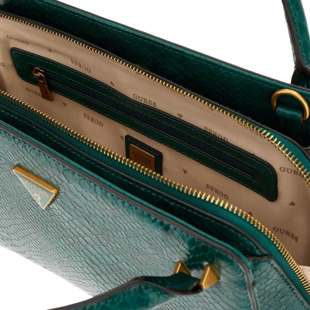 GUESS Georgina Python-Optik Handbag - GRN - Green
