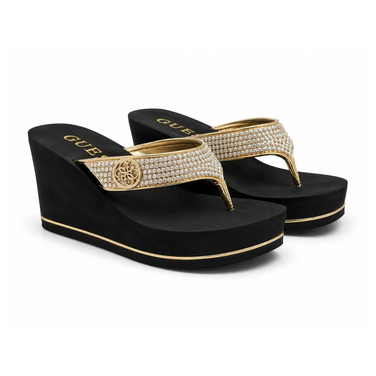 GUESS Glow Platform Sandals Women - BLKGLD - Black-Gold / 35