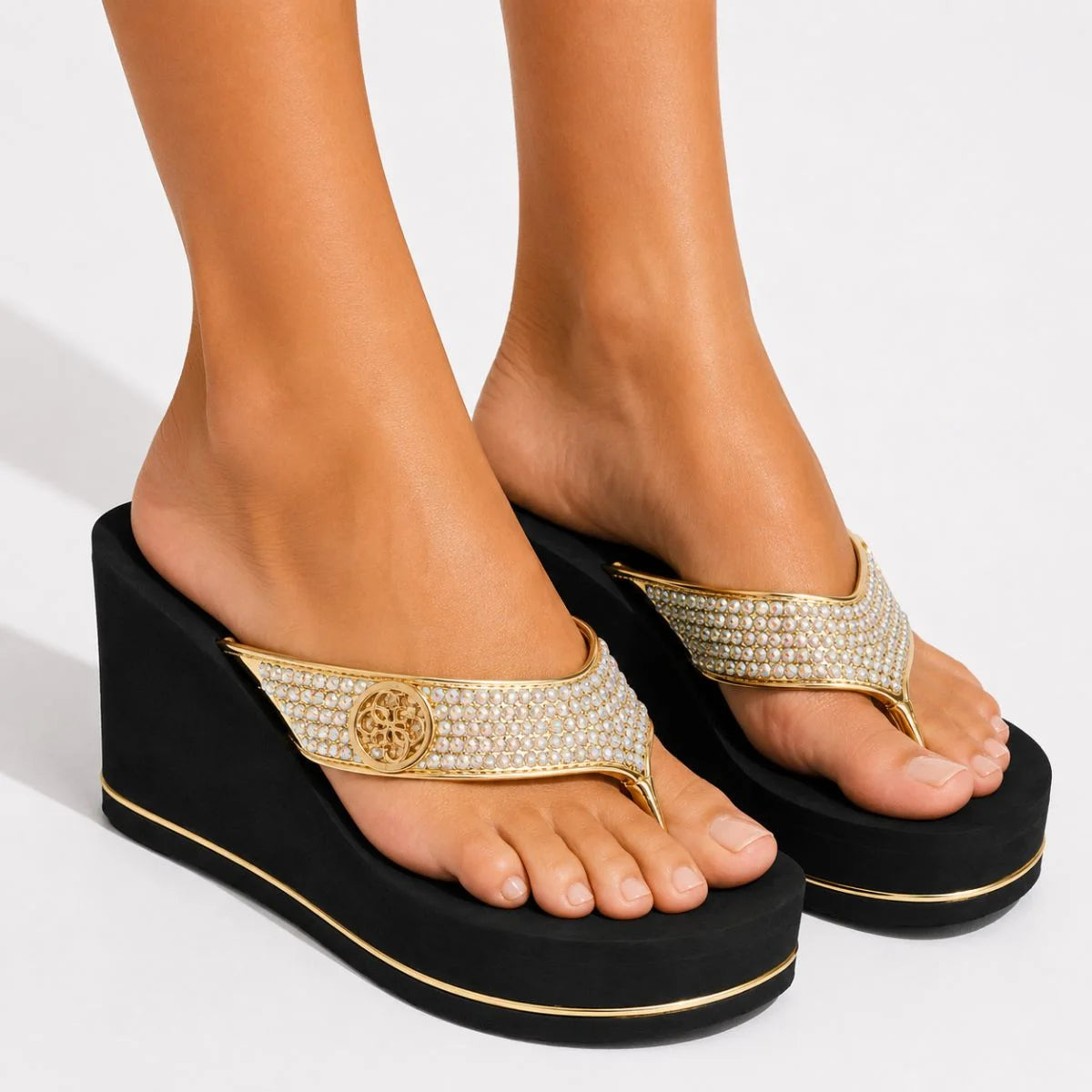 GUESS Glow Platform Sandals Women - BLKGLD
