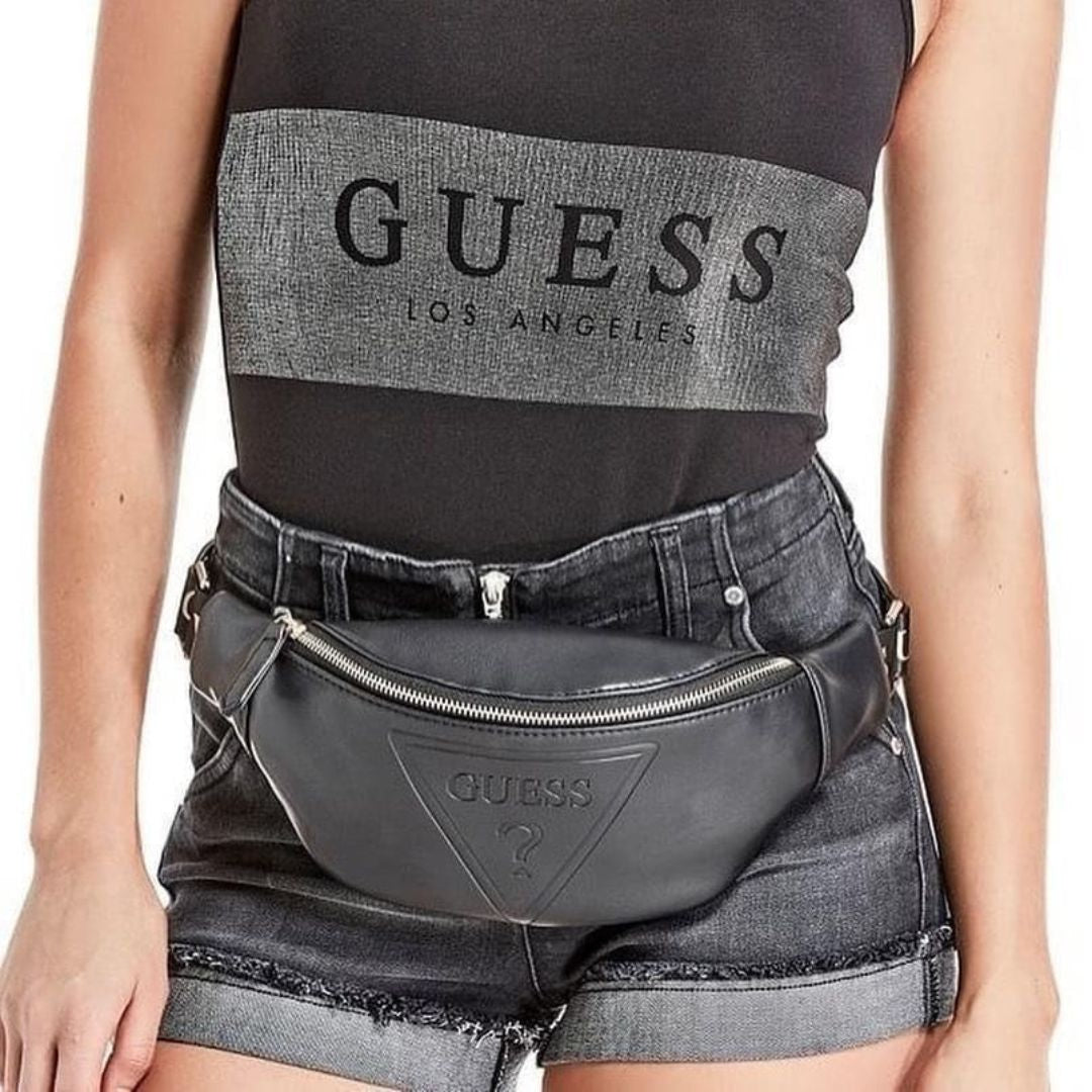 GUESS GYM Embossed Logo Waist Pack - BLK - Black