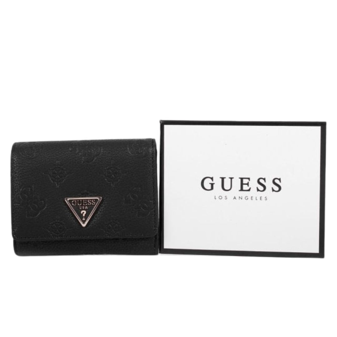 Guess Helaina Stamp Logo Trifold Wallet - Black