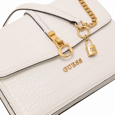 GUESS JAMES Croc Textured Convertible Crossbody Bag - OFFWHT - OFF WHITE