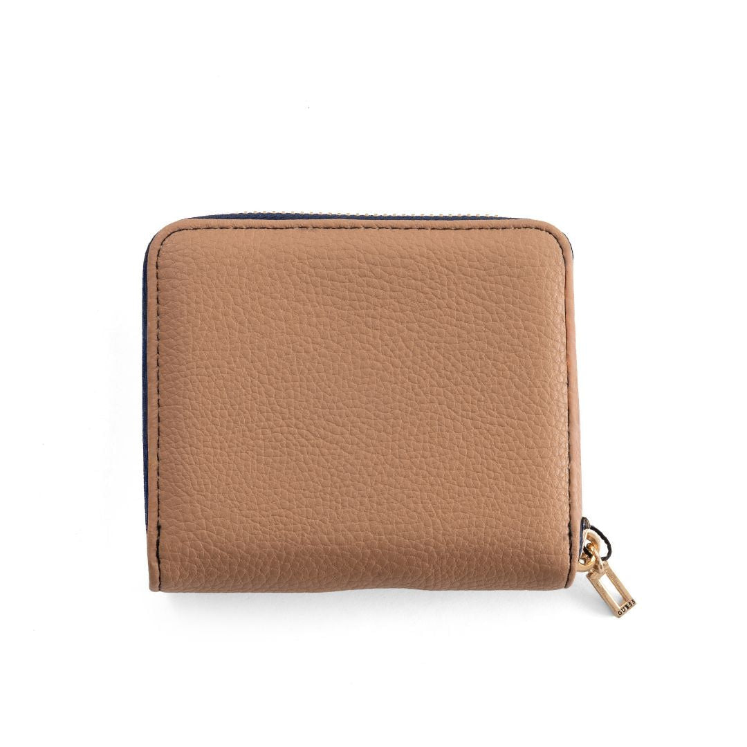 GUESS Jennice Fold-Over Zip Wallet - Black/ Tan