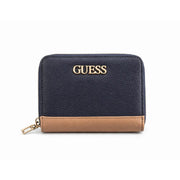 GUESS Jennice Fold-Over Zip Wallet - Navy/ Tan