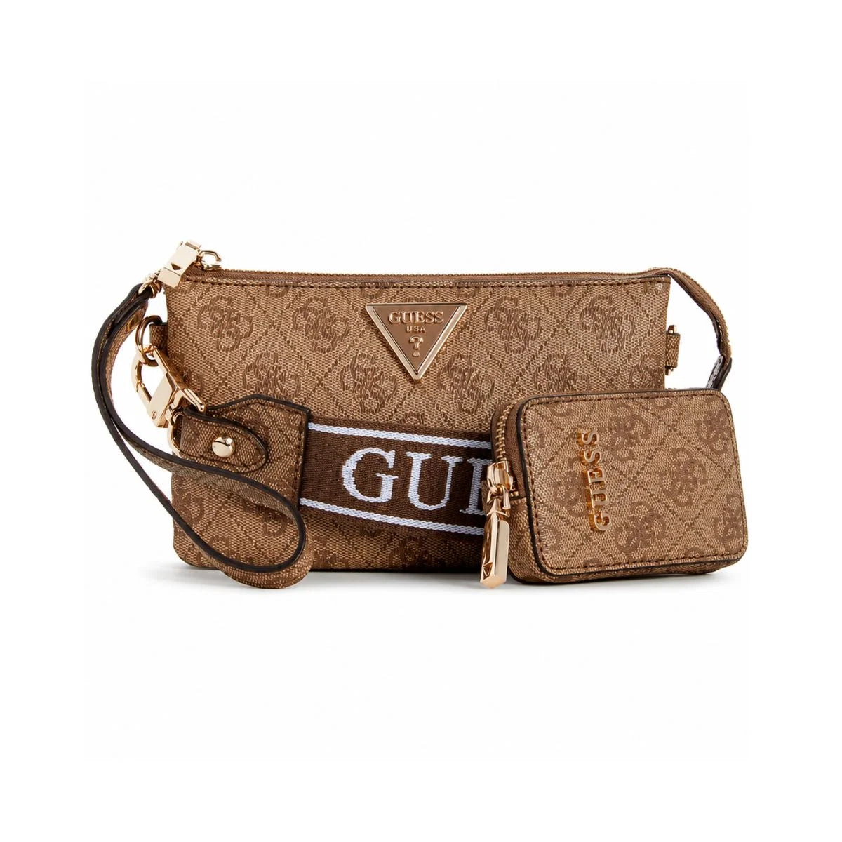 GUESS Latona Mini Tri Cprtmnt TZ Crossbody Bag - BEG - Beige