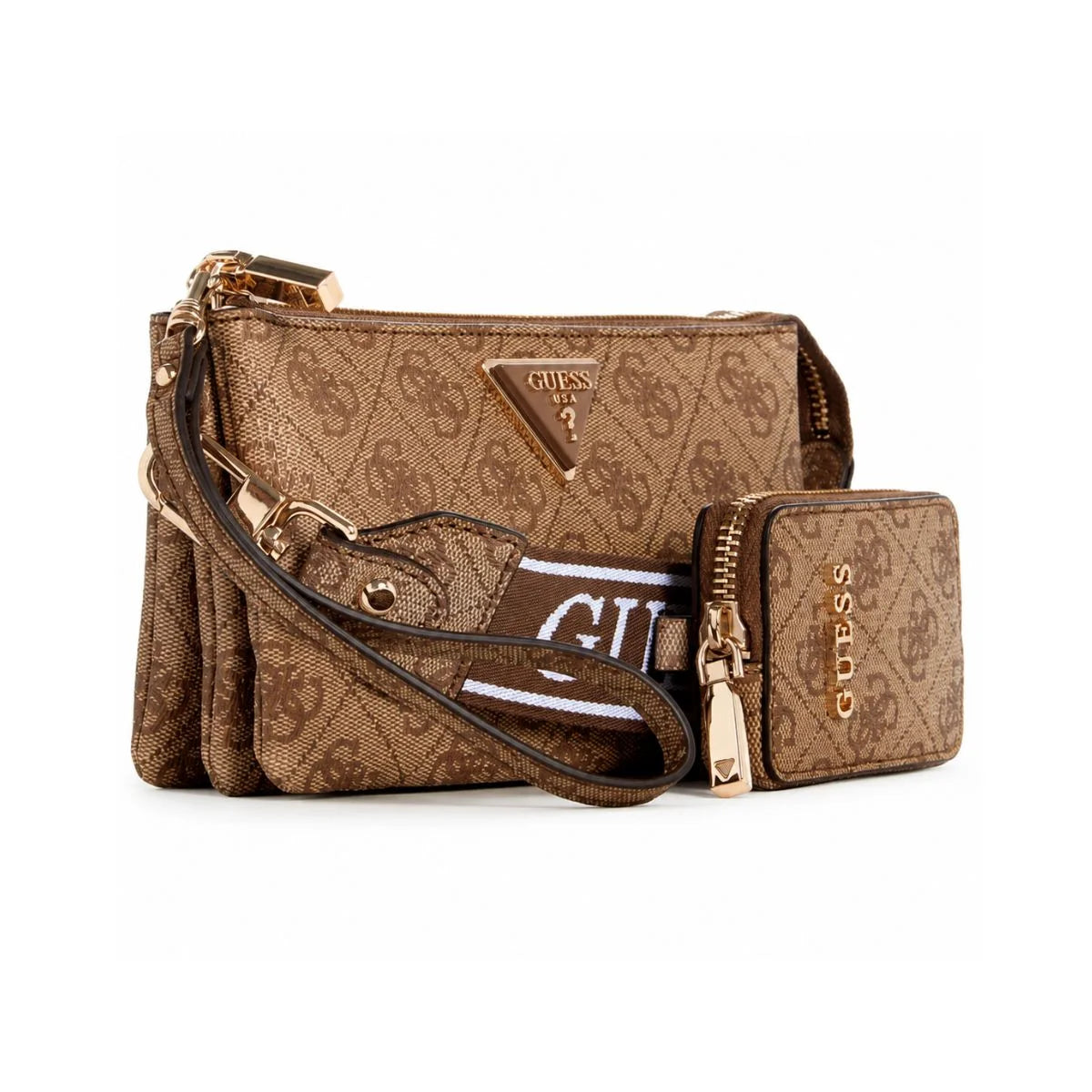 GUESS Latona Mini Tri Cprtmnt TZ Crossbody Bag - BEG - Beige