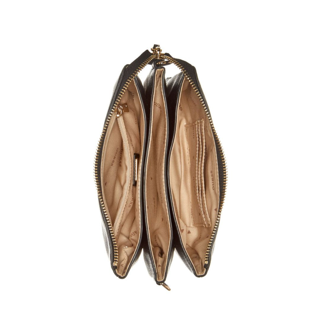 GUESS Latona Mini Tri Cprtmnt TZ Crossbody Bag - BLK - Black