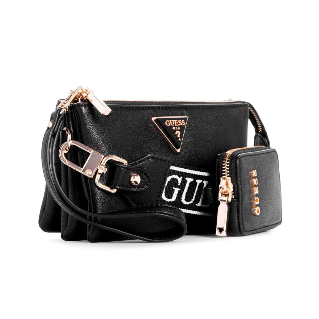 GUESS Latona Mini Tri Cprtmnt TZ Crossbody Bag - BLK - Black