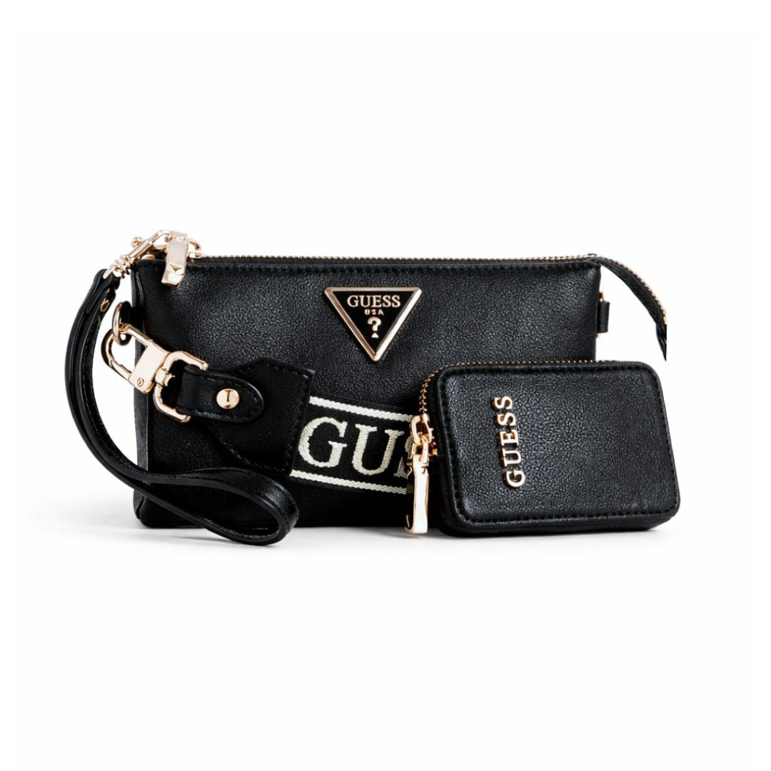GUESS Latona Mini Tri Cprtmnt TZ Crossbody Bag - BLK - Black