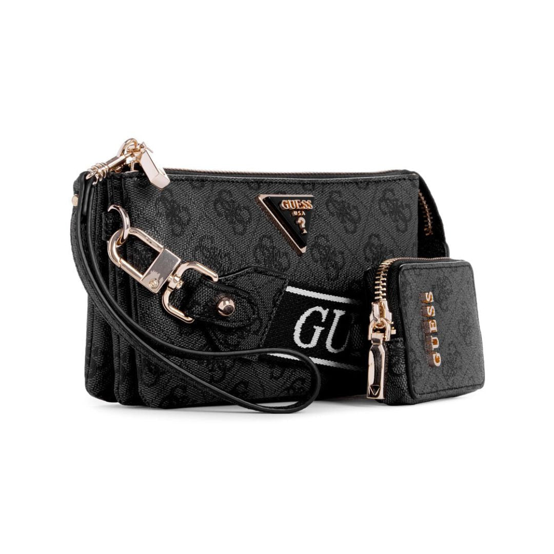 GUESS Latona Mini Tri Cprtmnt TZ Crossbody Bag - COL - Coal